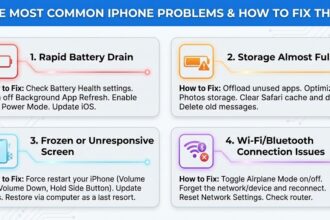 iPhone displaying a severely cracked screen and a low battery warning.