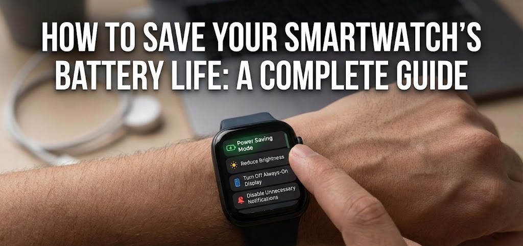 A close-up of a person adjusting the battery settings on their Apple Watch.