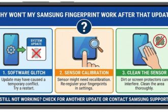 pressing their thumb against a locked Samsung smartphone screen.