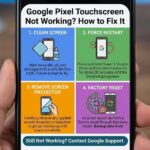A frustrated person repeatedly tapping an unresponsive Google Pixel smartphone screen.