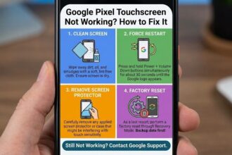 A frustrated person repeatedly tapping an unresponsive Google Pixel smartphone screen.